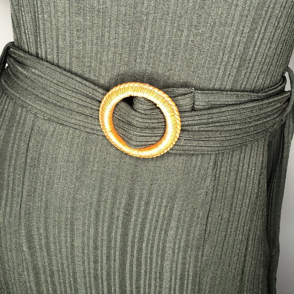 Olive Belted ribbed Dress - Picture 8 of 14